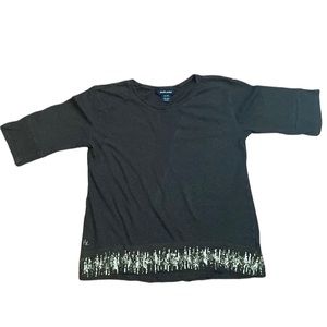 Ralph Lauren 3/4 Sleeve Grey Sparkle Trim Shirt